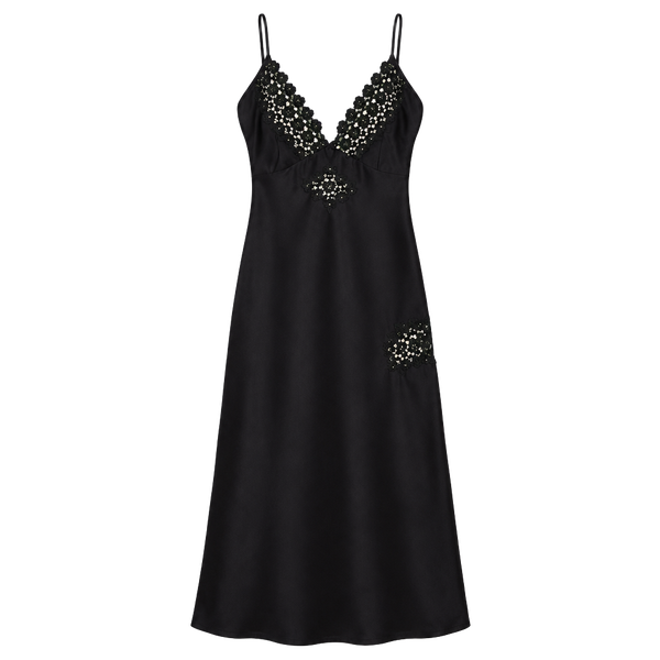delicates Black Slip Dress Nightgown