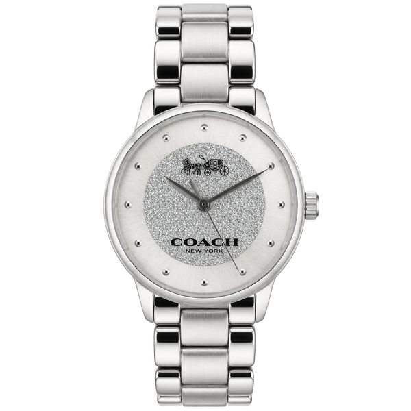 Coach Grand Silver Glitter Dial Stainless Steel Women's Watch