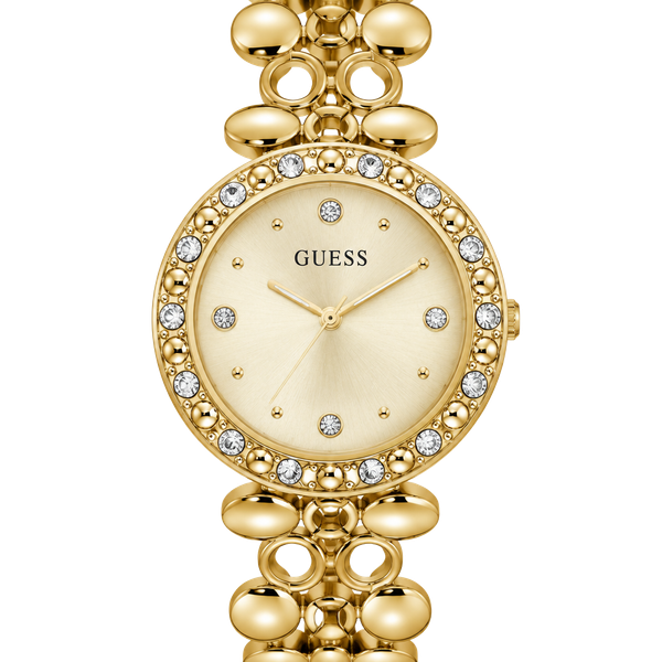 GUESS Round 28mm Champagne Dial Analog Women Watch - U1425L2M : : Watches