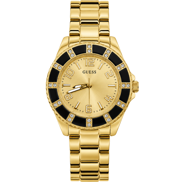 Guess Gold Tone Crystal Sport Watch