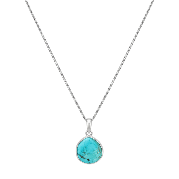 Vintage 925 Italy Sterling Silver Turquoise Teardrop Pendant Necklace Fine Chain