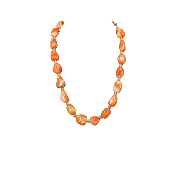 NWT Susan Shaw Carnelian Agate Nugget Necklace Orange Gemstone Statement Signed