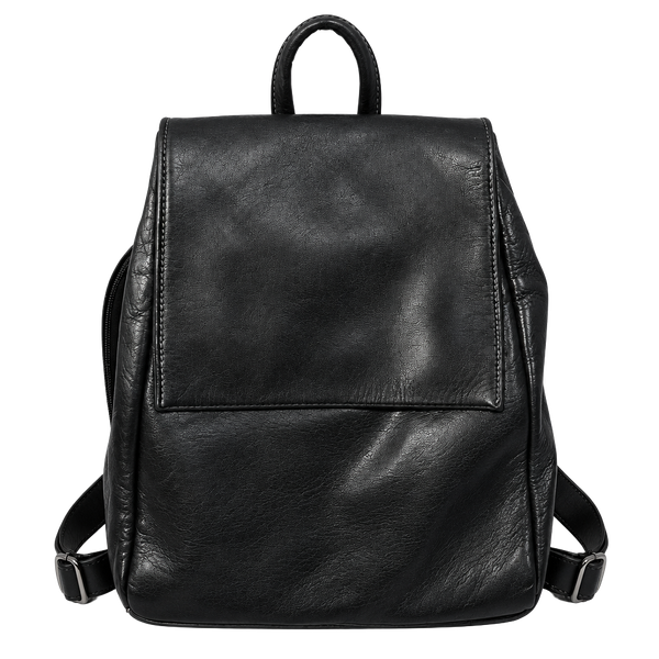 Perlina Black Leather Mini Backpack Purse