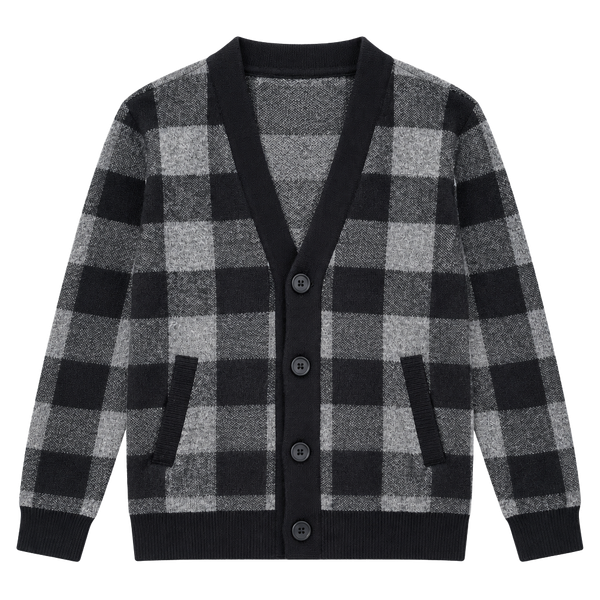 Abercrombie Kids Cardigan Size 5/6 Black Gray Plaid