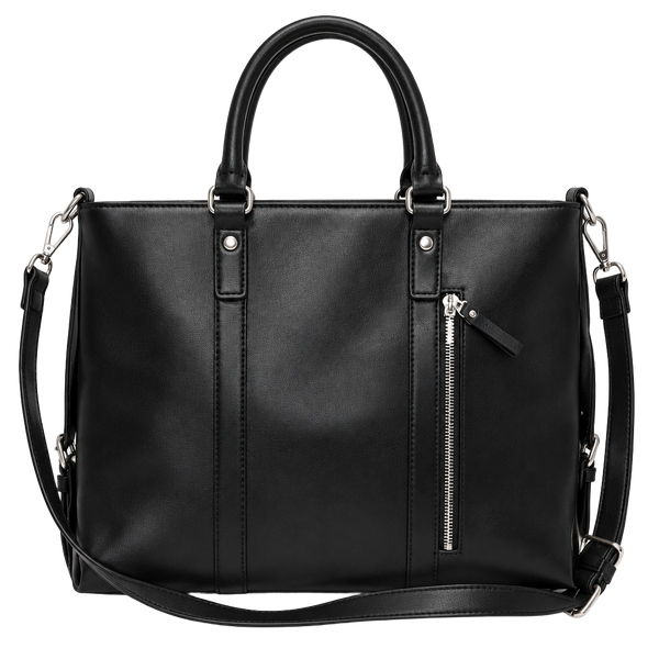 Unbranded Black Faux Leather Convertible Tote Crossbody Bag