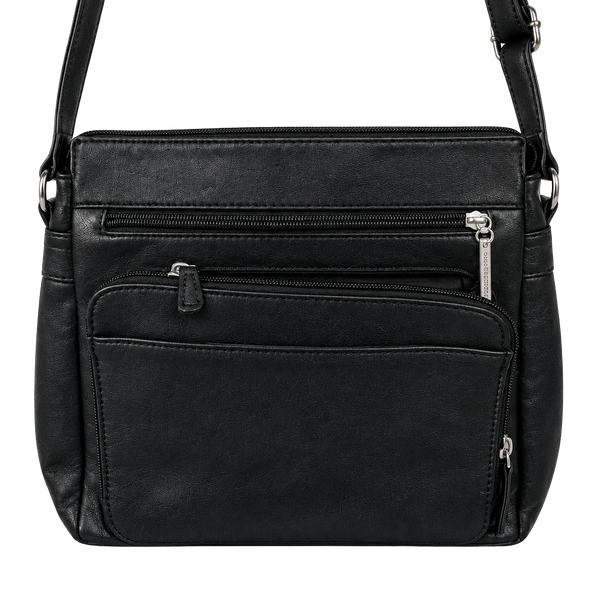Giani Bernini Black Leather Front Zip Crossbody Bag