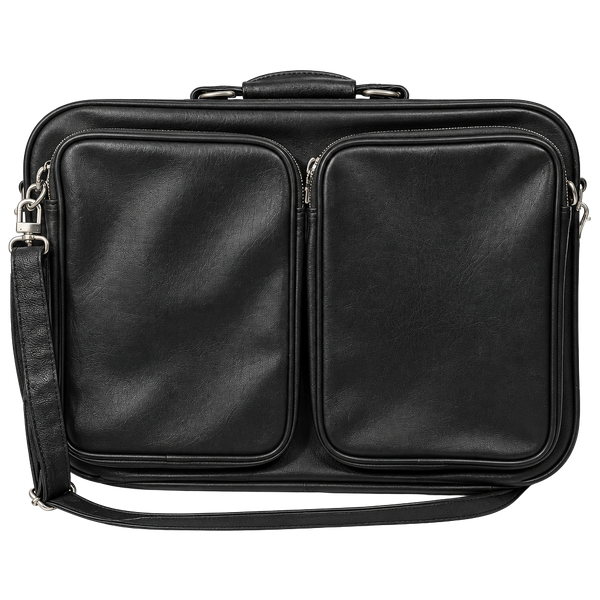 Vintage Black Faux Leather Travel Briefcase Garment Bag
