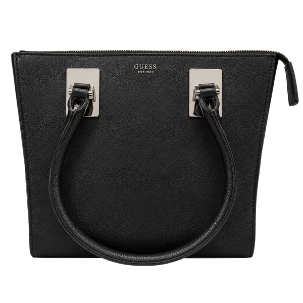 Guess Gabi Society Satchel Black Faux Leather Handbag