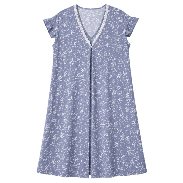 Seraphine Floral Maternity Nursing Nightgown Size M Dusty Blue