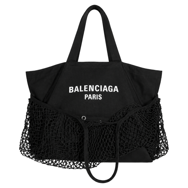 Black Quilted Tote Bag with Logo Detail