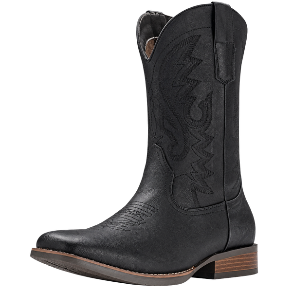 Iuv Men's Square Toe Cowboy Boots Black Western