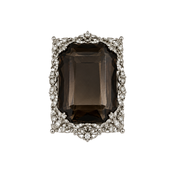 Sarah Coventry Celebrity Smokey Topaz Glass Brooch Pendant
