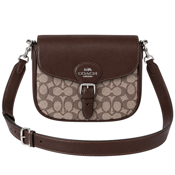 Coach Amelia Saddle Bag In Signature Jacquard Brown
