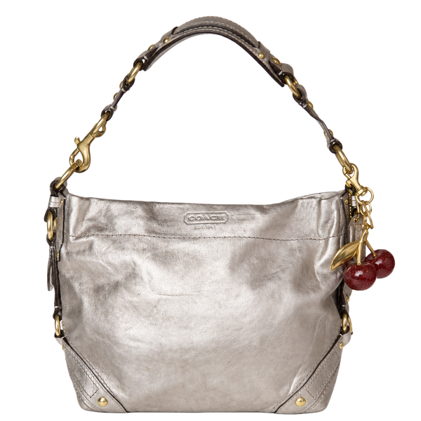 Coach Zoe Hobo 11870 Metallic Silver Leather Shoulder Bag