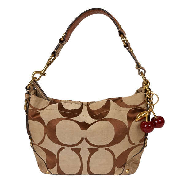 Coach Y2K Vintage Signature Carly Canvas  Tan Hobo Shoulder HandBag Preloved –
