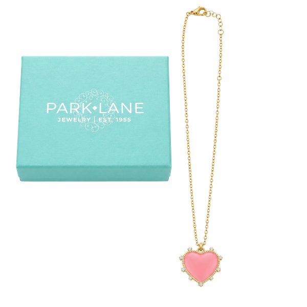 Park Lane Gold Chain Pink Enamel Heart Pendant Necklace