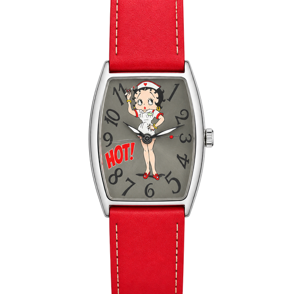 Betty Boop Hot Nurse Watch Red Leather Band