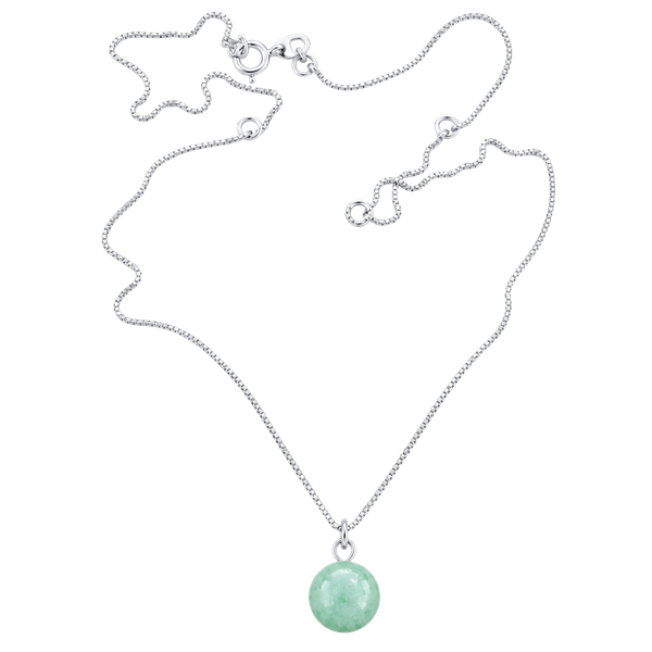 S925 Sterling Silver Green Stone Ball Necklace