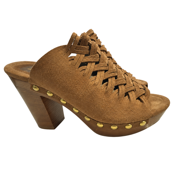 Michael Kors Westley Suede Woven Platform Mules Brown