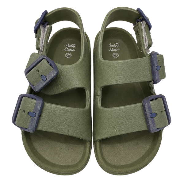 First Steps Olive Double Buckle Sandals Size 7