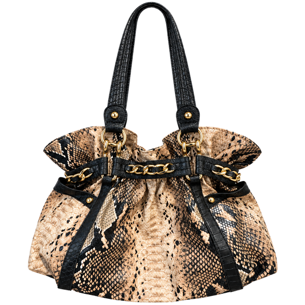 Wilsons Leather Snakeskin Hobo Bag with Gold Chain Detail