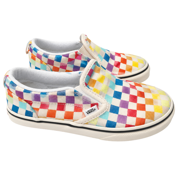 Vans Classic Slip-On Rainbow Checkerboard Toddler Size 8