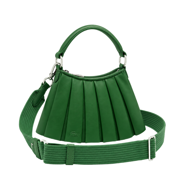 Lacoste Mini Lenglen Leather Bag Green Pleated Crossbody  NWT