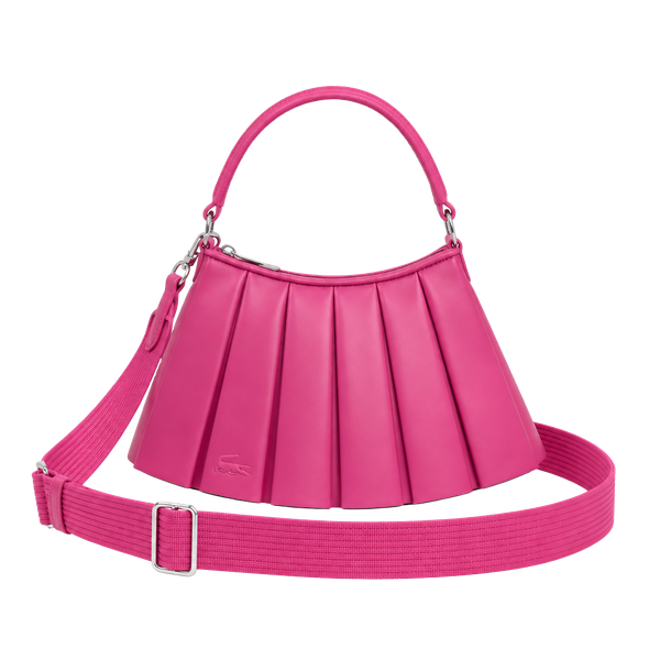 Lacoste Small Lenglen Leather Bag Pink Pleated Shoulder Bag  NWT