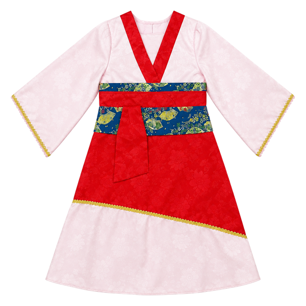 YOUTH Living Fiction Mulan Costume Dress Kimono Pink Blue Red