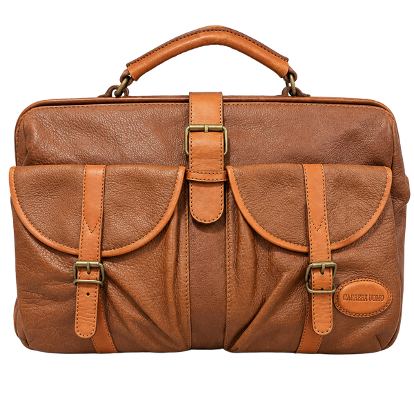 Ragazze Uomo Brown Leather Satchel Briefcase Bag
