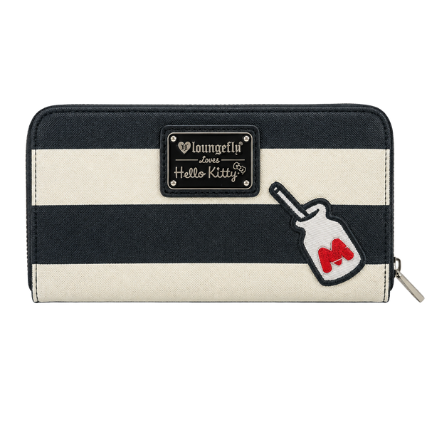 Loungefly Hello Kitty Striped Zip Around Wallet Black White
