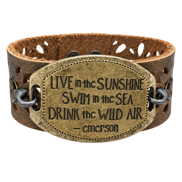RalphWaldoEmerson "live in the Sunshine, Swim the Sea, Drink the Wild Air" Sterling Silver bracelet