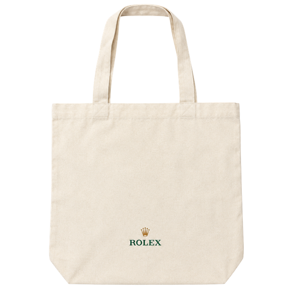 Rolex Canvas Tote Bag Cream Green Logo