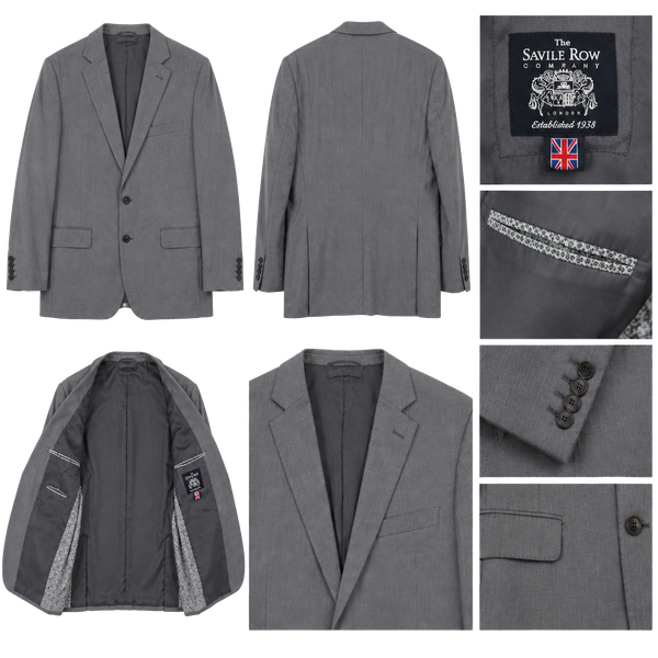 The Savile Row Company London Men's Gray Two-Button Suit Jacket