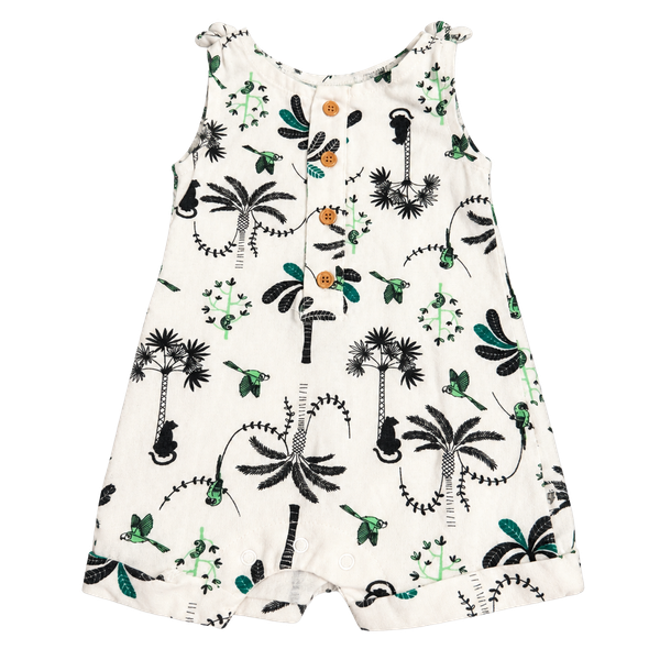 Mini Heroes Jungle Safari Print Sleeveless Romper Size 0-3M