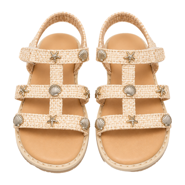 Cat & Jack Kinsley Raffia Sandals Size 7 Beige Shell Embellished