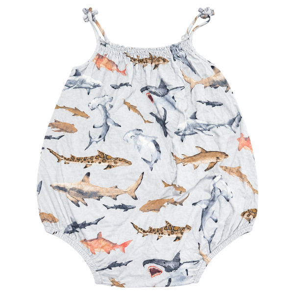 Posh Peanut Maverick Shark Print Bubble Romper 18-24 Months