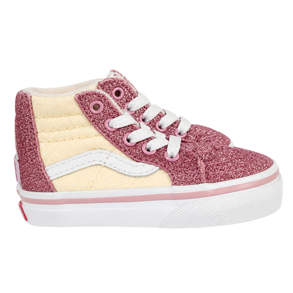 Vans Sk8-Hi Zip Size 4 Toddler Pink Glitter High Top Sneakers