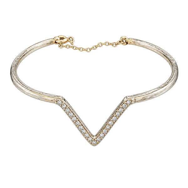 Gold Tone Rhinestone V Shape Cuff Bracelet