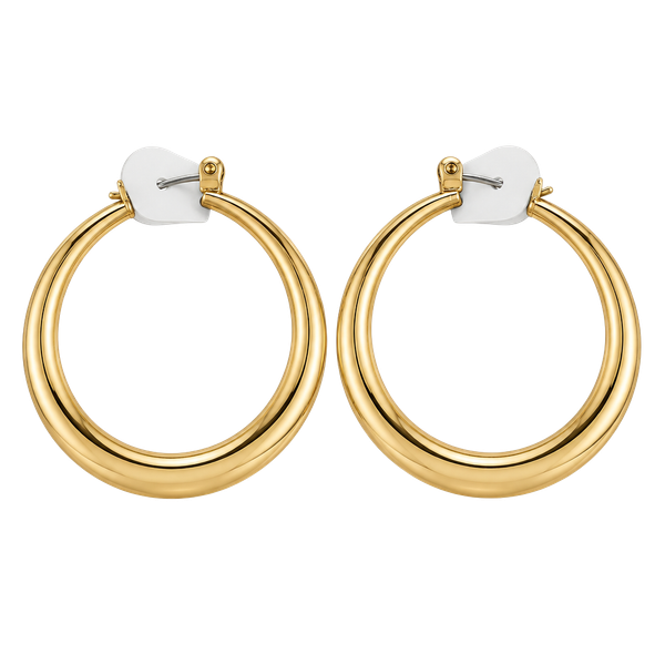 Main Street Gold Tone Thick Hoop Earrings