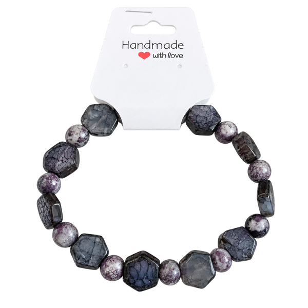  Natural Stone Beaded Stretch Bracelet Purple