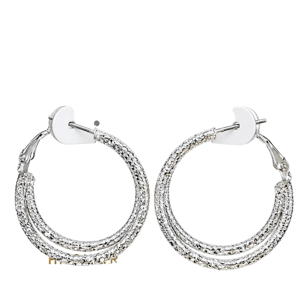 Main Street Hypo-Allergenic Silver Textured Hoop Earrings