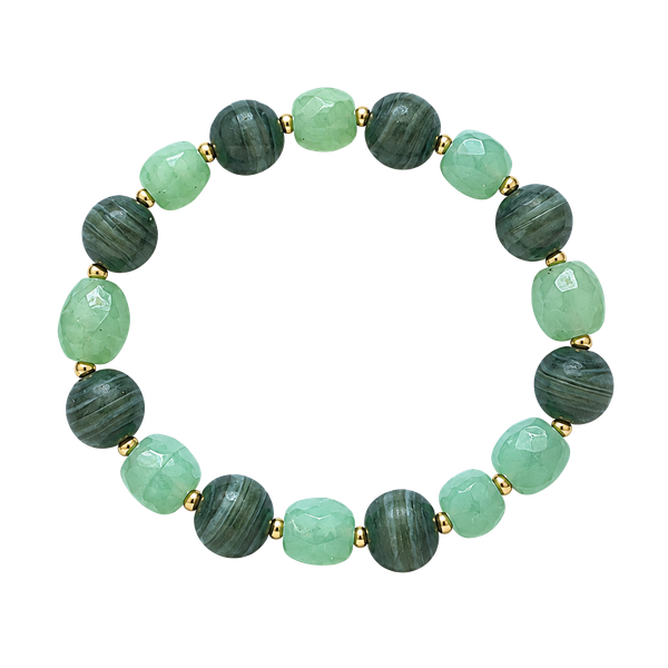 Green Stripe Agate Stretch Bracelet