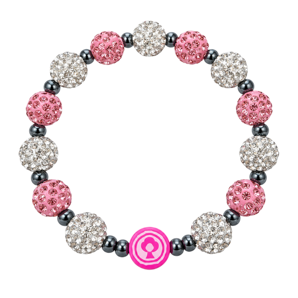 Pink and White Crystal Bling Best Cancer  awareness bracelet