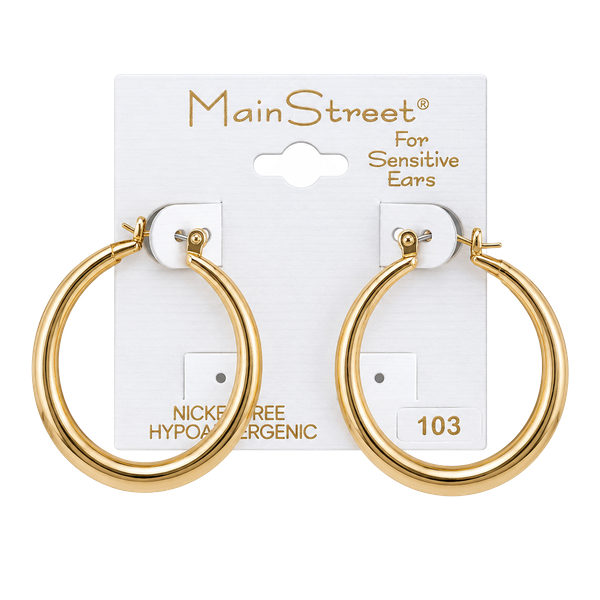 Main Street Earrings #103 Thick Gold Hoop