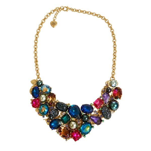 Betsey Johnson Multi-Color Crystal Statement Bib Necklace