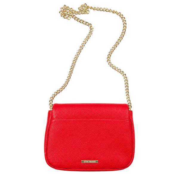 Vince Camuto Red Leather Crossbody Bag Gold Chain Ring Flap