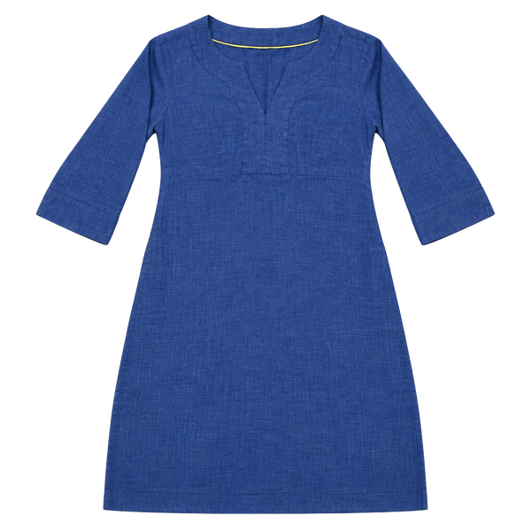 Boden Linen Tunic Dress Size US 4P Blue 3/4 Sleeve