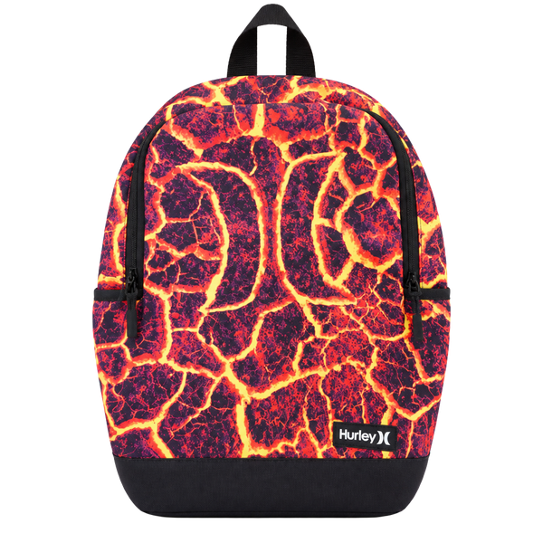 Hurley Abstract Pattern Backpack Zip Closure Adjustable Strap Pockets