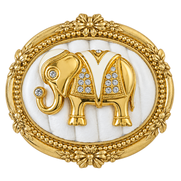 Kenneth Jay Lane KJL for Avon Elephant Brooch Pendant Gold Tone Rhinestone